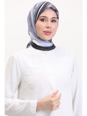 Desenli Soft Eşarp 70254-04 Siyah Gri