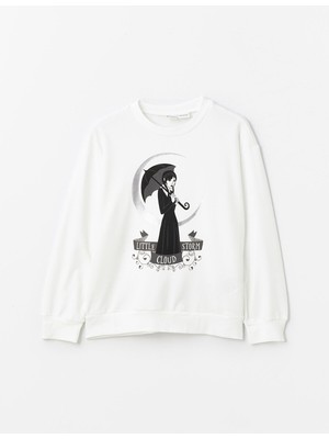 Lc Waikiki Yeni Sezon Bisiklet Yaka Wednesday Baskılı Uzun Kollu Kız Çocuk Sweatshirt