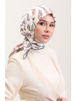 Desenli Eşarp 70289-01 Gri Pudra