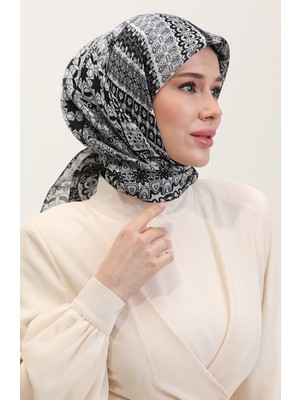 Kehribar Eşarp 70291-08 Siyah Beyaz