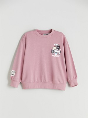 Lc Waikiki Yeni Sezon Bisiklet Yaka Hello Kitty Baskılı Kız Çocuk Sweatshirt