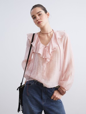 Lc Waikiki Yeni Sezon V Yaka Fırfırlı Şifon Bluz