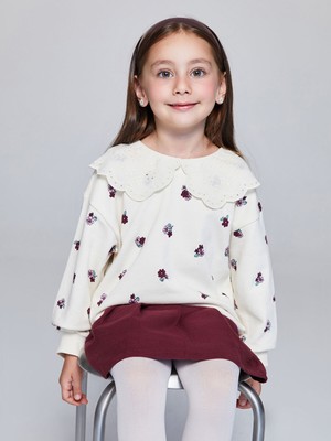 Lc Waikiki Yeni Sezon Bebe Yaka Çiçek Baskılı Kız Çocuk Sweatshirt