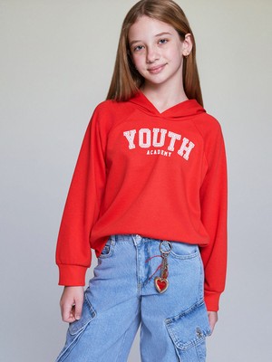 Lc Waikiki Yeni Sezon Kapüşonlu Baskılı Kız Çocuk Sweatshirt