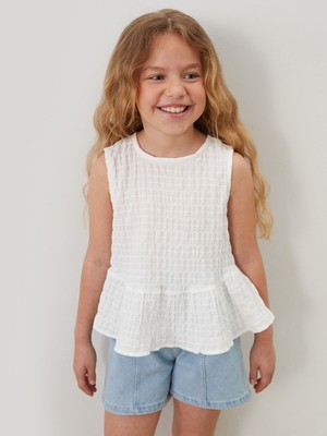 Lc Waikiki Yeni Sezon Arkası Düğmeli Kız Çocuk Bluz