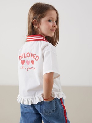 Lc Waikiki Yeni Sezon Polo Yaka Baskılı Kız Çocuk Gömlek