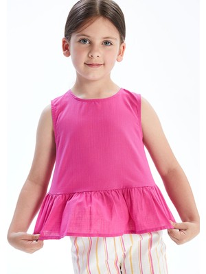 Lc Waikiki Yeni Sezon Regular Fit Poplin Volanlı Kız Çocuk Bluz