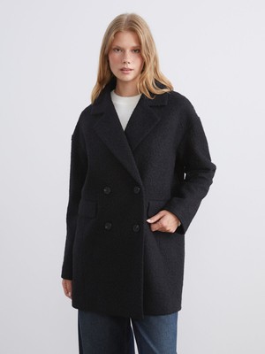 Lc Waikiki Yeni Sezon Kruvaze Yaka Oversize Kadın Kaşe Kaban