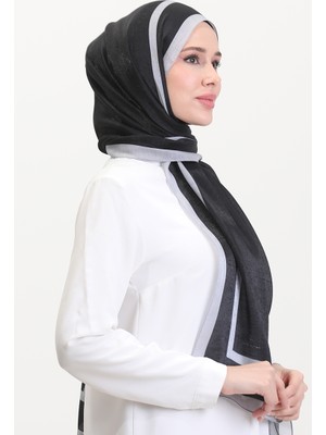 Kehribar Şal 70240-01 Siyah Gri