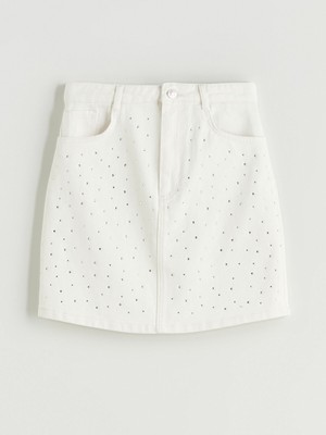 Lc Waikiki Yeni Sezon Taşlı Kız Çocuk Jean Etek