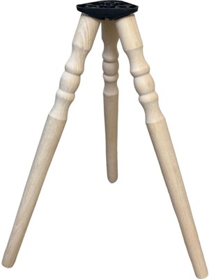 Hamadex 47 cm Ham Torna Ahşap Sehpa Ayağı 3’lü Set | Masif Gürgen Ayak + Bağlantı Aparatları