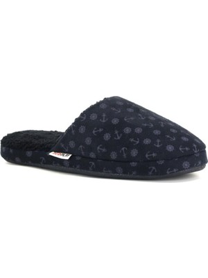 Erkek Ev Terliği Rahat Çapa Desenli Yumuşak Tüylü Kışlık Terlik