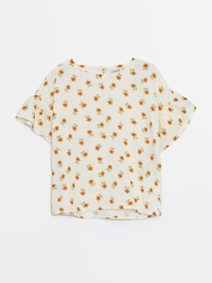 Lc Waikiki Yeni Sezon Bisiklet Yaka Çiçekli Kız Çocuk Bluz