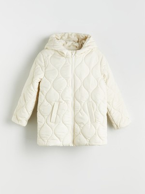 Lc Waikiki Yeni Sezon Kapüşonlu Kapitone Desenli Kız Çocuk Mont