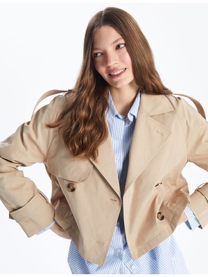 Lc Waikiki Yeni Sezon Ceket Yaka Crop Kadın Trençkot