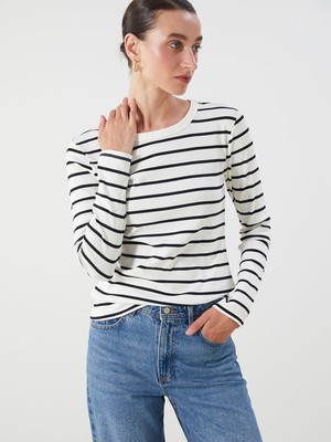 Lc Waikiki Yeni Sezon Bisiklet Yaka Çizgili Kadın Body