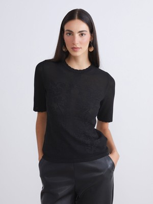 Lc Waikiki Yeni Sezon Bisiklet Yaka Nakışlı Kadın Triko Kazak