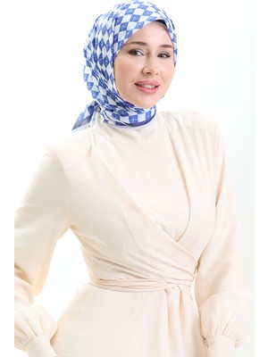 Desenli Soft Eşarp 70294-08 Saks