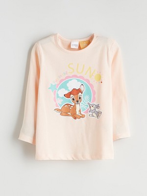 Lc Waikiki Yeni Sezon Bisiklet Yaka Bambi Baskılı Kız Çocuk Pijama Üst