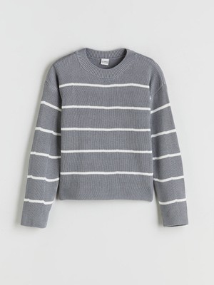 Lc Waikiki Yeni Sezon Bisiklet Yaka Çizgili Kız Çocuk Triko Kazak