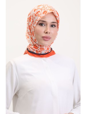 Desenli Soft Eşarp 70261-06 Turuncu Lacivert