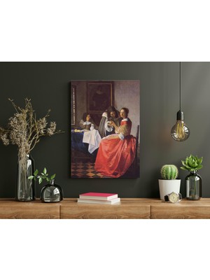 Johannes Vermeer  -The Girl With The Wine Glass- Ahşap Mdf Tablo