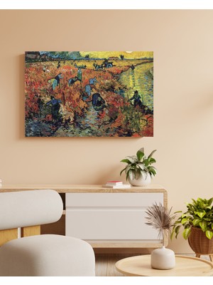 Vincent Van Gogh -Kırmızı Üzüm Bağı - Ahşap Mdf Tablo