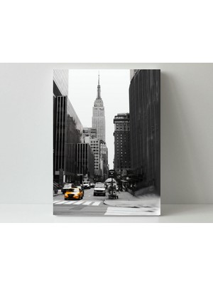 New York ve Sarı Taksi - Ahşap Mdf Tablo
