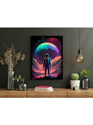 Astronotun Gezegeni - Ahşap Mdf Tablo