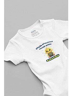 Overoz Bebek Body Kısa Kol Unisex Minik Kanaryan Olmaya Geldim Yazılı 5910