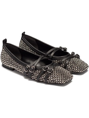 Kadın Taşlı Bantlı Babet Ayakkabı 2215