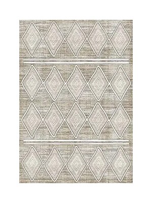 Aren Halı Polla Geometrik Krem Polyester Makine Halısı