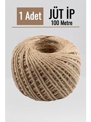 1 Adet Hasır Jüt Ip 100 Metre Doğal Jüt Ip - Keten Ipi, Hasır Ip, Halat Ip, Çuval Ipi Süsleme Ipi