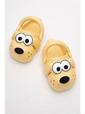 Doggy Sarı Köpek Figürlü Sevimli Günlük Bahçe Sahil Plaj Kreş Unisex Çocuk Terlik&sandalet