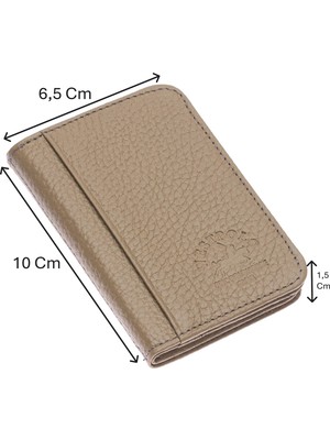 Westpolo Hakiki Deri Bol Kart Bölmeli Unisex Kartlık - Vizon