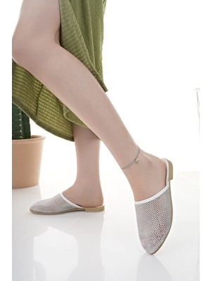 Kadın Terlik Beyaz Şık Ev Iş Ofis Dış Mekan Günlük Terlik