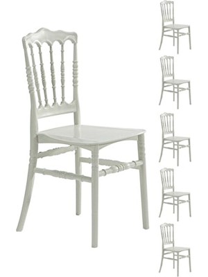 Sandalie 6 Adet Miray Beyaz Sandalye Modern Tasarım Plastik Malzeme ile Balkon-Bahçe-Mutfak İçin