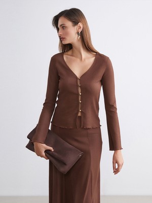 Lc Waikiki Yeni Sezon V Yaka Dokulu Kadın Hırka