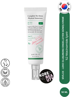 Complete No-Stress AXIS-Y Fiziksel Güneş Koruyucu 50ML Günlük Kullanıma Uygun Hafif ve Nazik