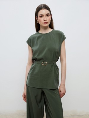 Lc Waikiki Yeni Sezon Bisiklet Yaka Beli Kemerli Bluz