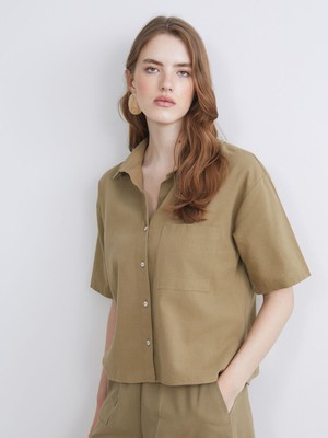 Lc Waikiki Yeni Sezon Keten Karışımlı Kadın Gömlek