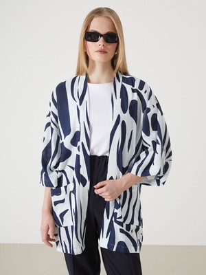 Lc Waikiki Yeni Sezon Şal Yaka Desenli Keten Görünümlü Kadın Kimono