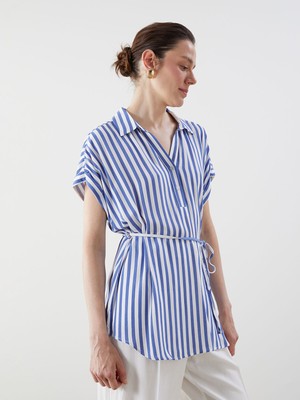 Lc Waikiki Yeni Sezon Rahat Kalıp Krinkle Beli Bağlamalı Kadın Gömlek