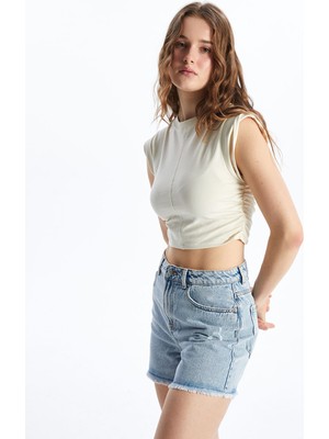 Lc Waikiki Yeni Sezon Bisiklet Yaka Kadın Crop