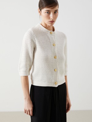 Lc Waikiki Yeni Sezon Bisiklet Yaka Ajurlu Kadın Triko Hırka