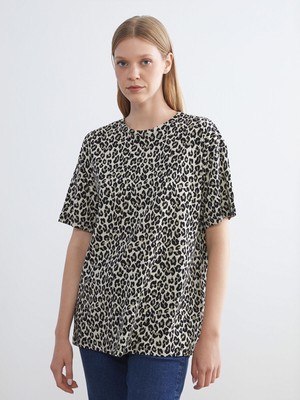 Lc Waikiki Yeni Sezon Bisiklet Yaka Leopar Desenli Bluz