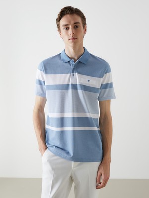 Lc Waikiki Yeni Sezon Polo Yaka Çizgili Merserize Görünümlü Erkek Tişört