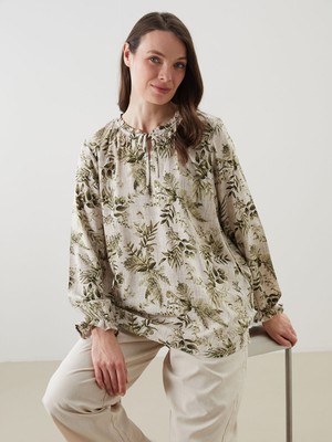 Lc Waikiki Yeni Sezon Bağlamalı Yaka Çiçekli Kadın Bluz