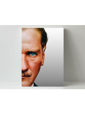 Atatürk Yarım Yüz Detay - Ahşap Mdf Tablo