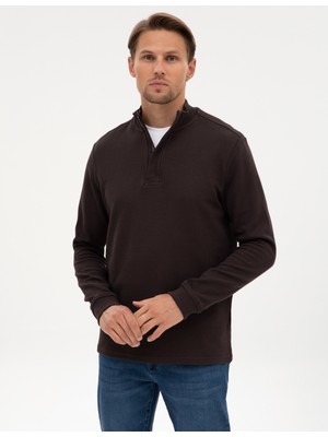 Pierre Cardin Erkek Koyu Kahverengi Regular Fit Sweatshirt 50309343-VR084